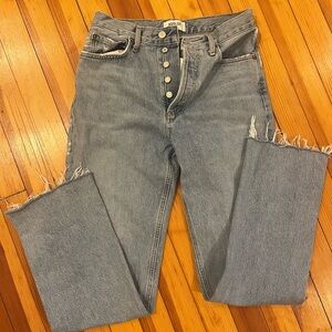 Agolde Lana Light Wash Straight Button-Fly Jeans